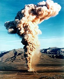 Photo: The Baneberry underground nuclear test vented radiation in a cloud that was tracked across multiple states. 1970, Nevada Test Site